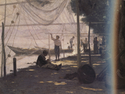 Fishermen Mending Their Fishing Nets (nn02)